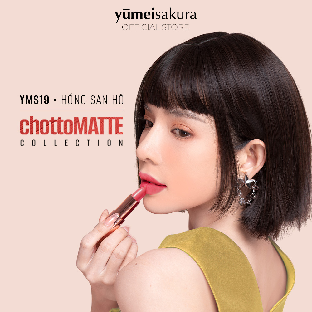 Son Thỏi Màu Hồng San Hô Lì Mịn Siêu Dưỡng Yumeisakura Chotto Matte Sweetie Coral Pink YMS19 3.5g