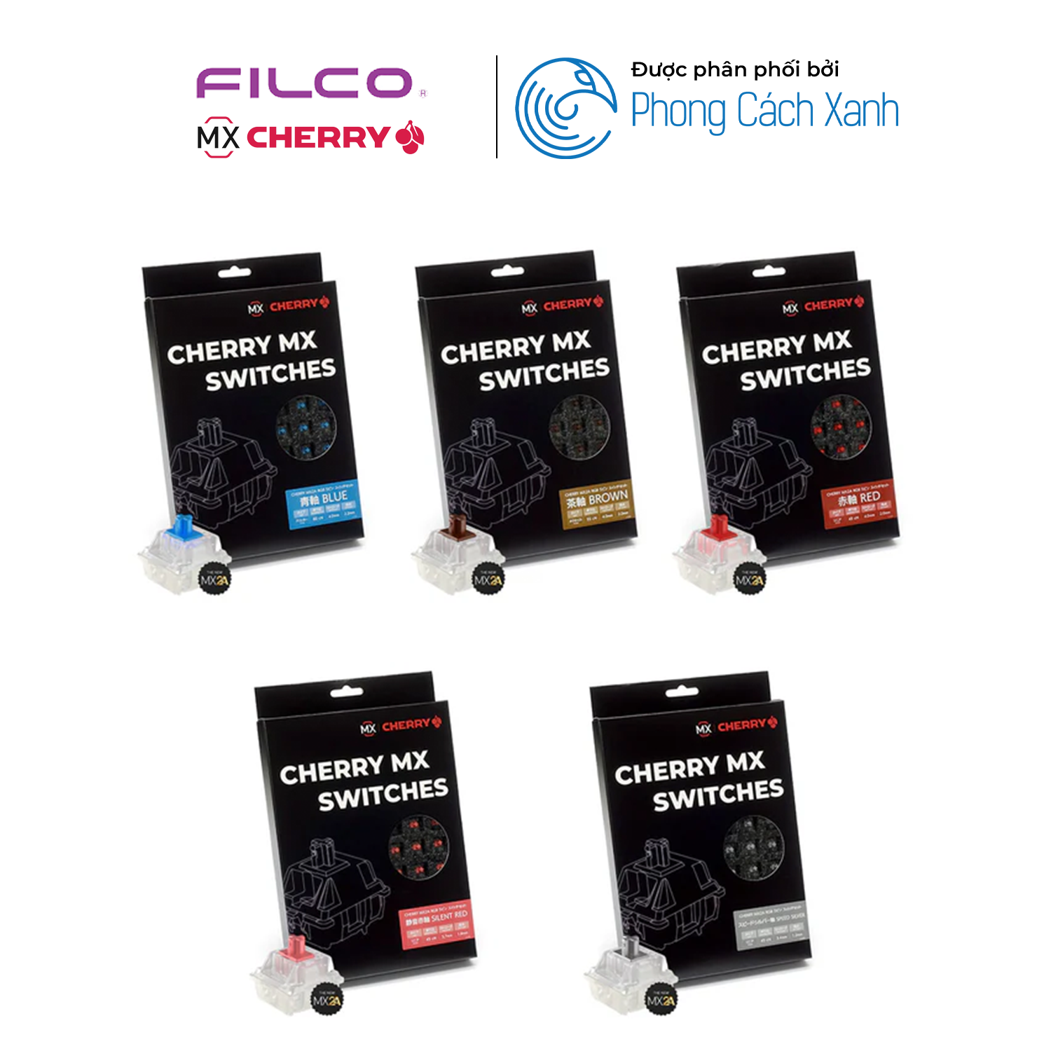 Switch bàn phím cơ Cherry MX2A RGB | Pre-lube (Hộp 70 switch) - Hàng Chính Hãng