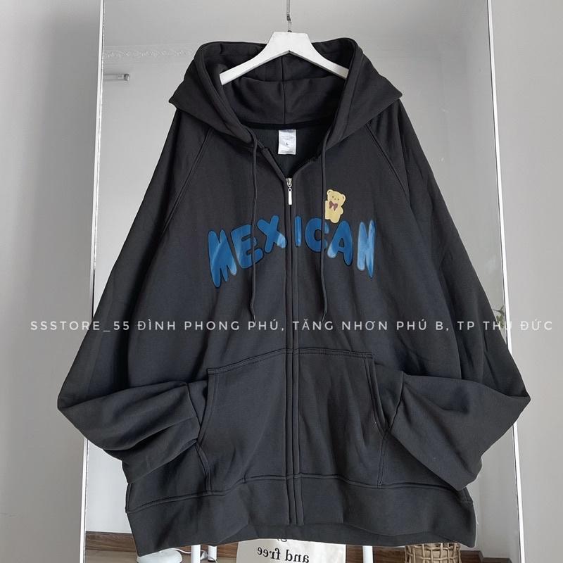 Áo khoác hoodie zip Mexican có nón vải nỉ bông màu trắng, đen form rộng unisex nam nữ - SSSTore