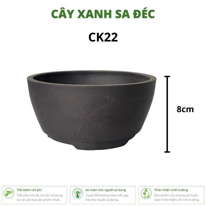 Chậu tròn hoa văn ngẫu nhiên màu đen nhám CK22 trồng cây nhỏ để bàn, trang trí nhà cửa