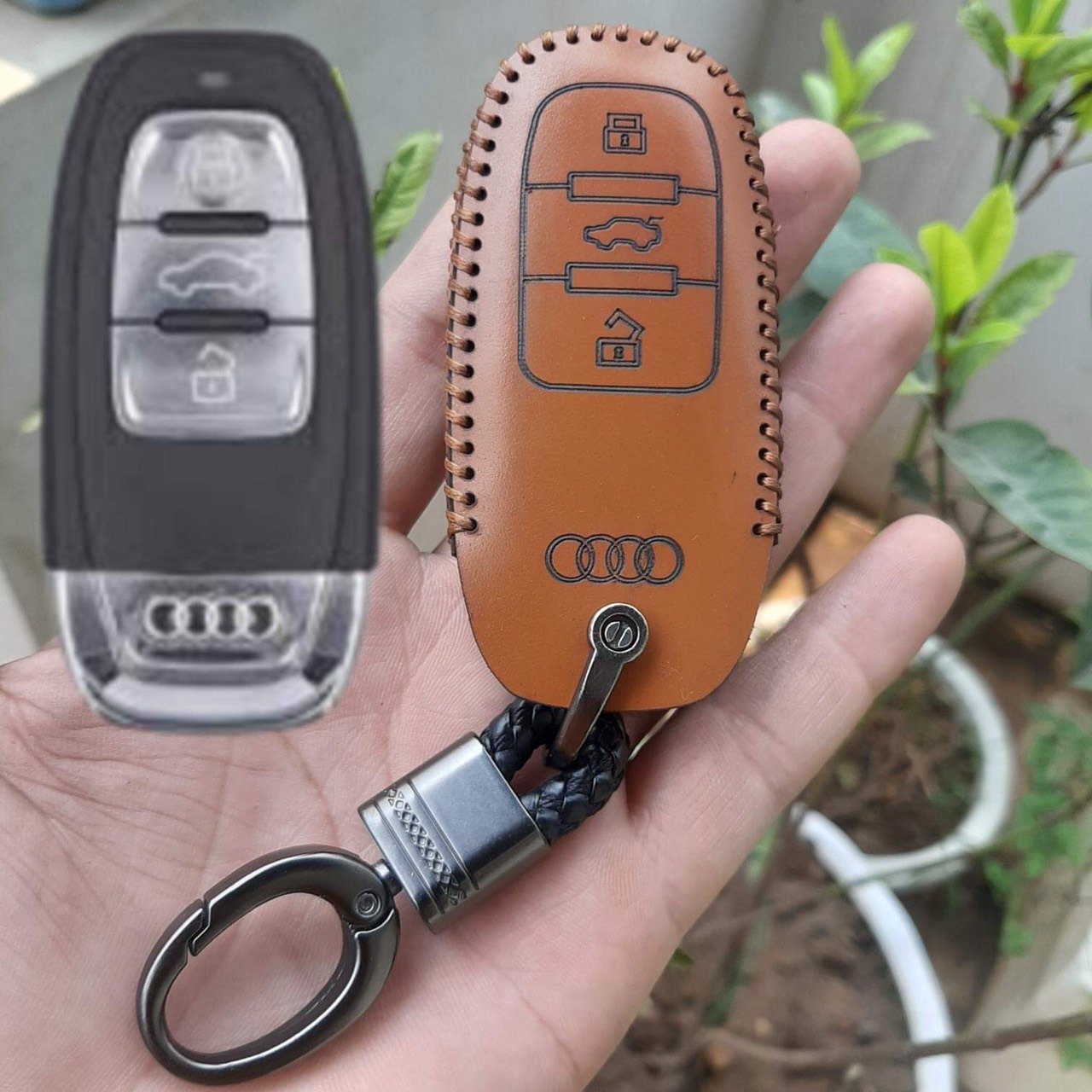 Bao da chìa khoá Audi A3, A4, A5, A6, A8, A4L, A6L, Q5, Q7. Da bò nhập khẩu, bảo hành 2 năm