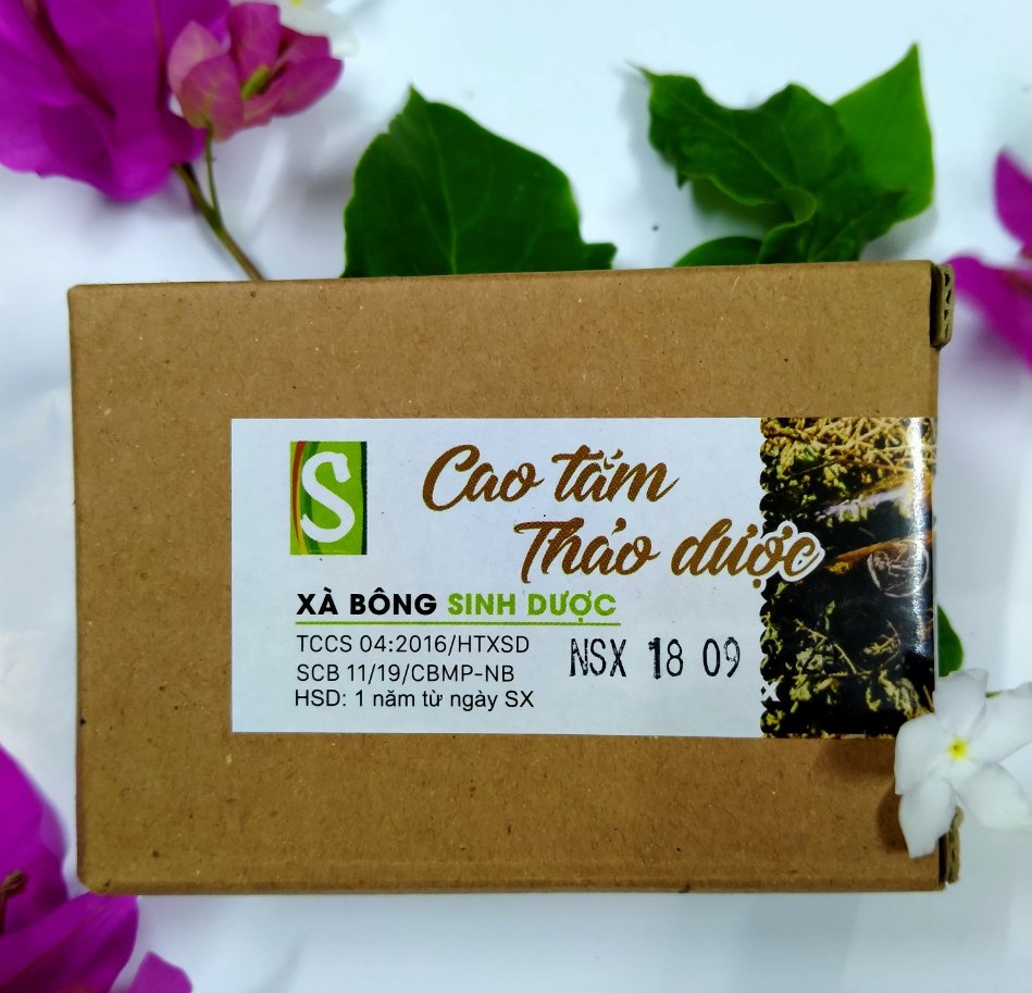 Bánh Xà bông Sinh Dược 100 gram Cao tắm thảo dược, kèm túi lưới tạo bọt