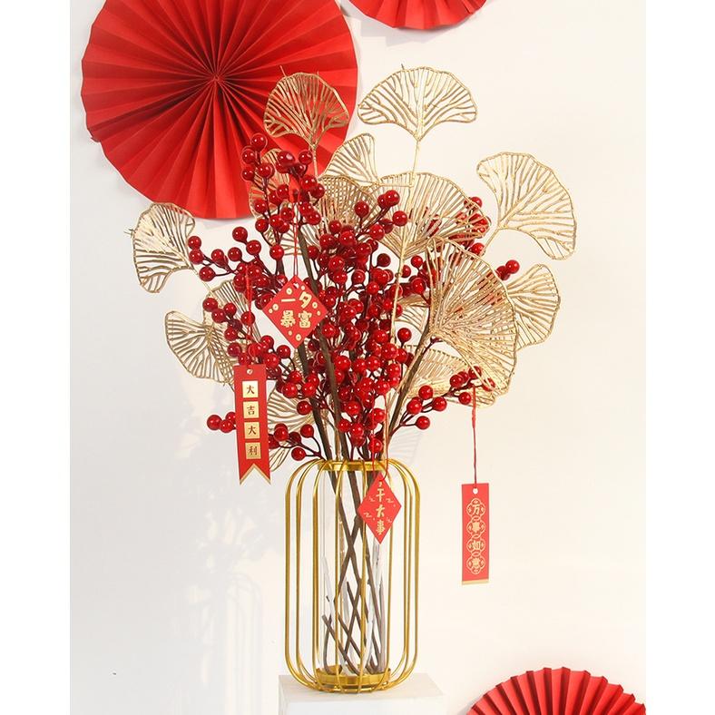 BỘ BÌNH VÀ HOA ĐÀO ĐÔNG CHƯNG TẾT LUCKY CHINESE