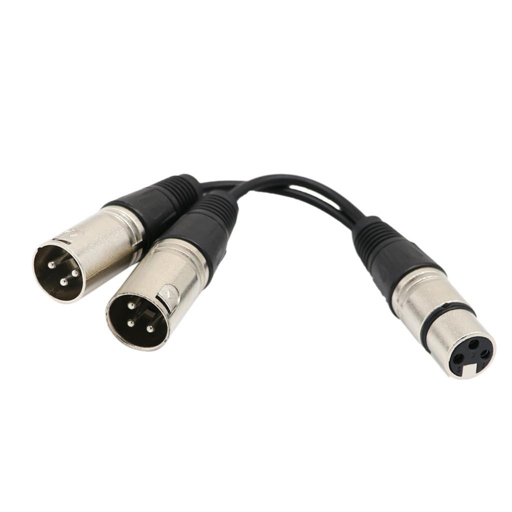 2x Audio Mic Cable Patch Cord- XLR 1x Female to XLR 2x Male Microphone Cable Splitter Connector