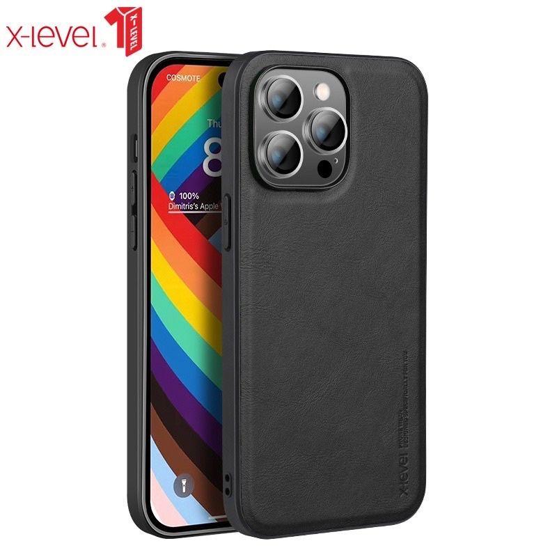 Ốp lưng X-Level da cho iPhone 14, 14 Pro, 14 Max, 14 Pro Max viền dẻo chống sốc cao cấp - Hàng Chính Hãng