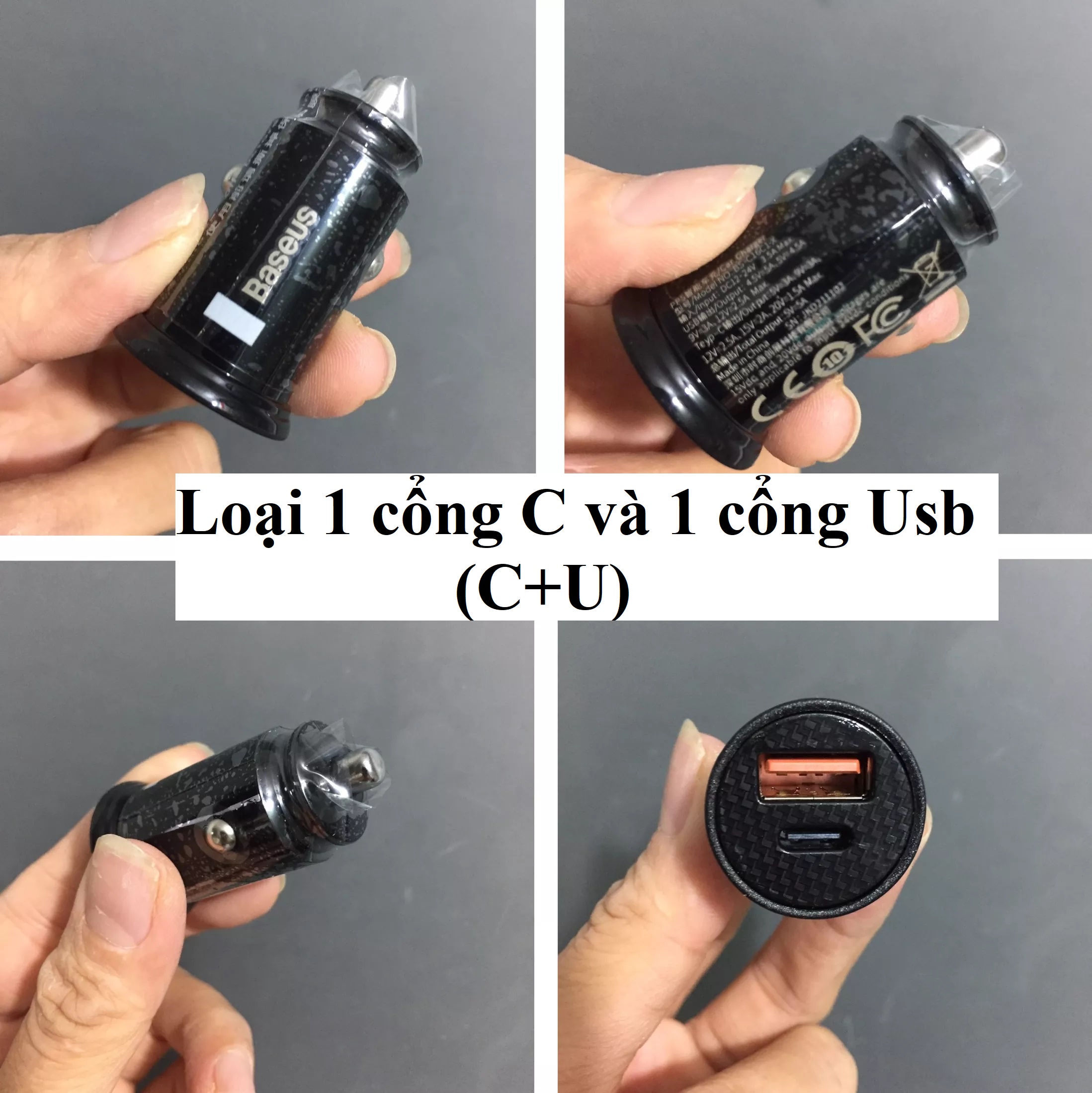 Sạc điện thoại trên ô tô 30W 2 cổng C+U Baseus BS-C16C1 _Hàng chính hãng