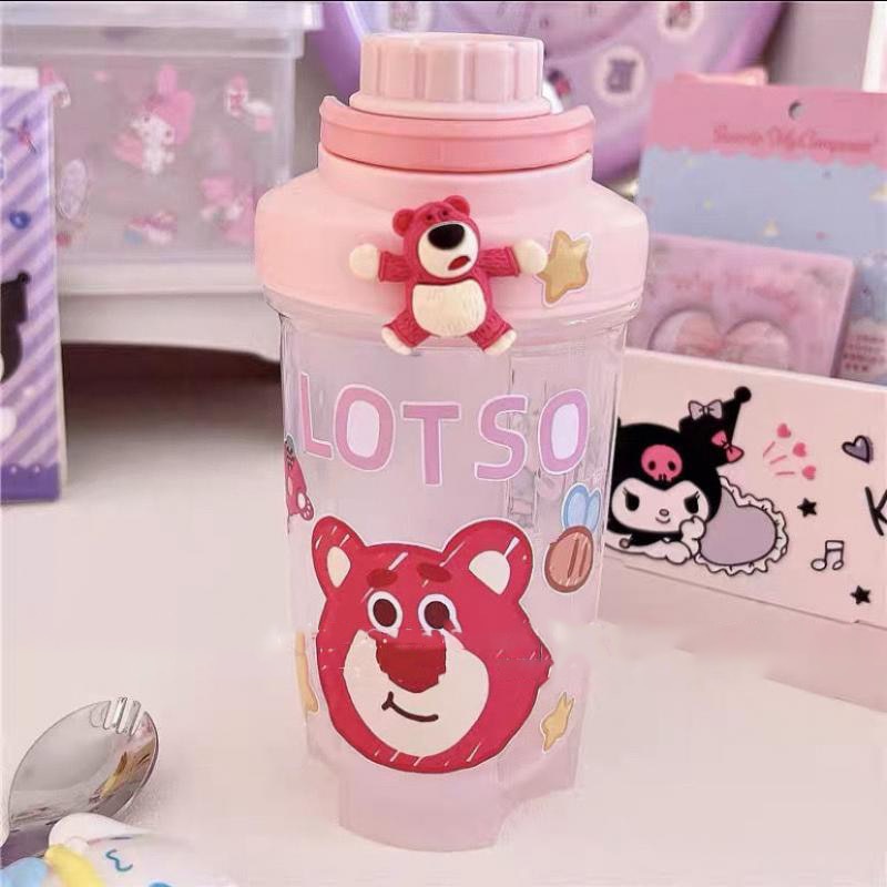 Bình Nước Nhựa 500Ml Hoạt Hình Dễ Thương Đáng Yêu Kèm Sticker