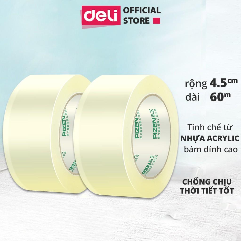 Băng dính băng keo trong đóng thùng hàng Deli - Loại 45mm*60m - 5 cuộn - 33131