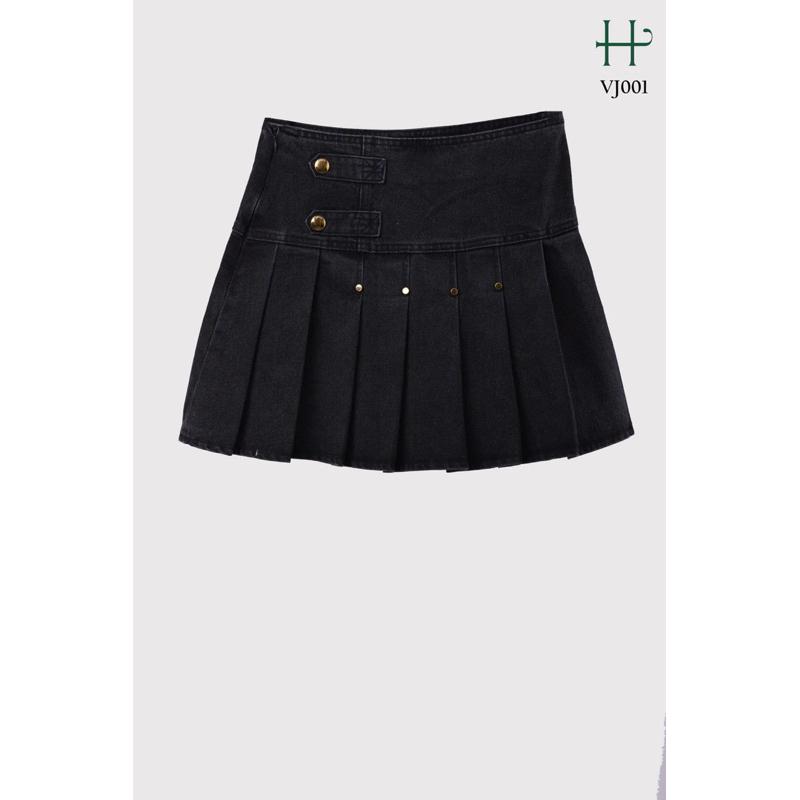 Chân váy Jeans cách điệu Hàn Quốc -VJ01 - Đen, Đen