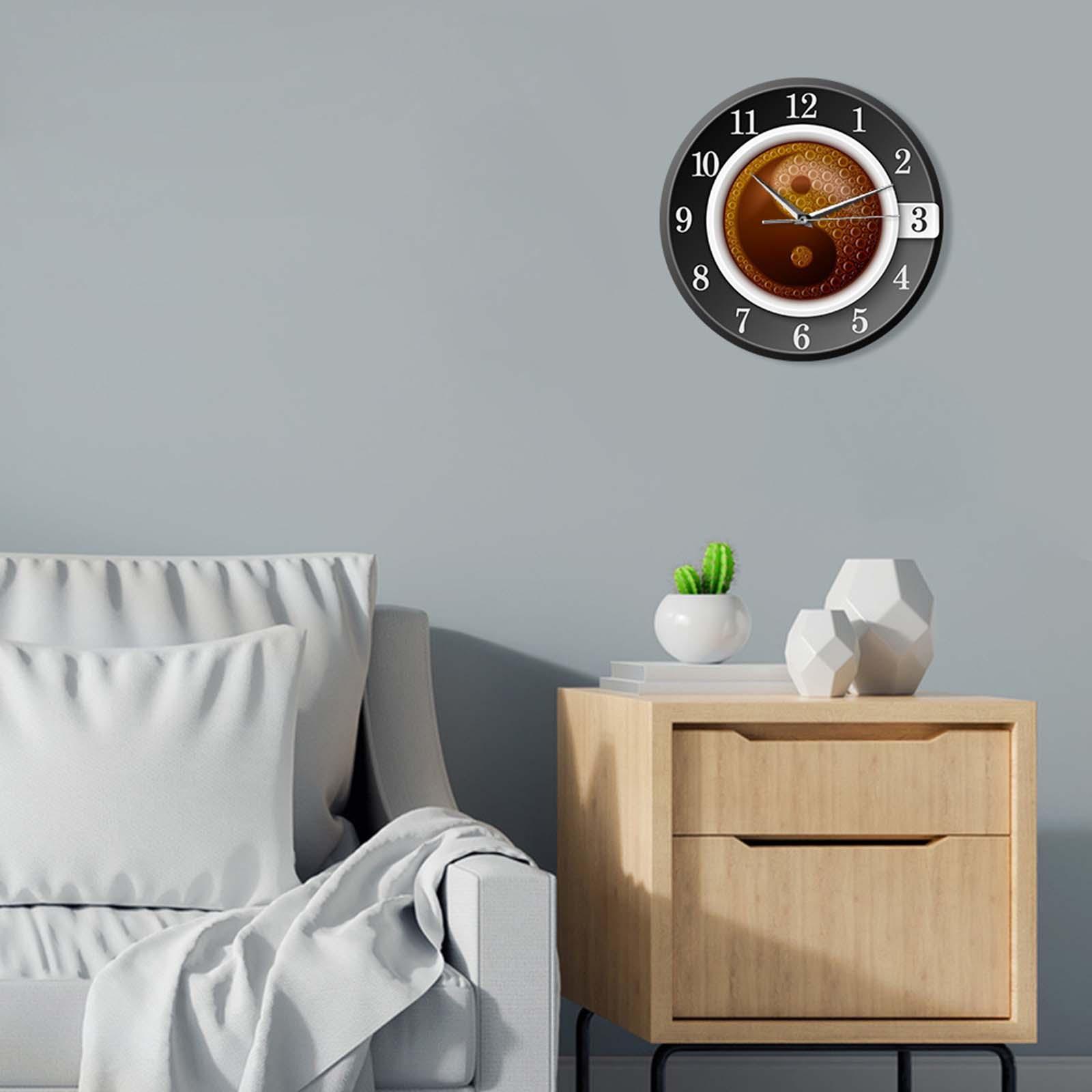 Creative Coffee Cup Wall Clock 12 inch for Study Room Cafe Shop Decorative