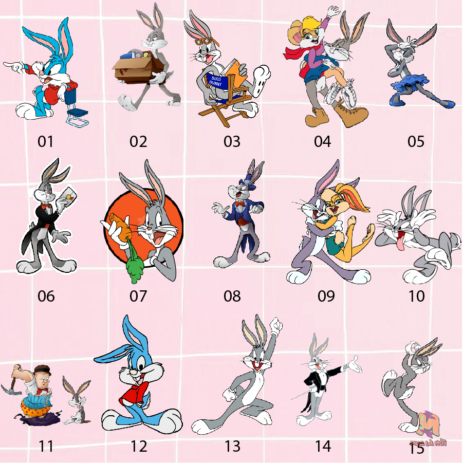Miếng dán Stickers chủ đề Thỏ Bugs