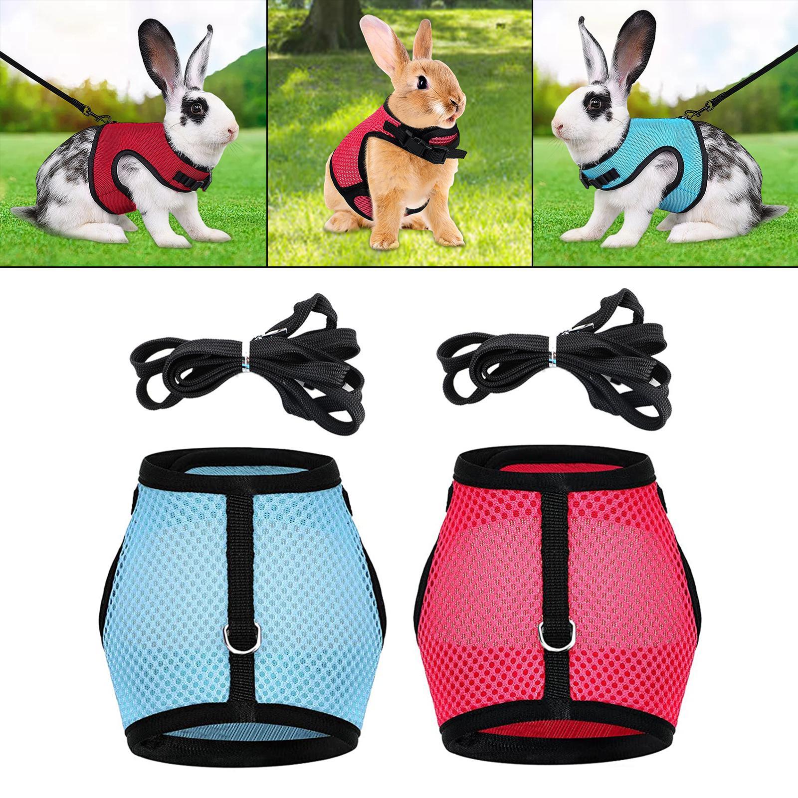 Adjustable Rabbit Harness and Leash Set Walking M 18cm-25cm