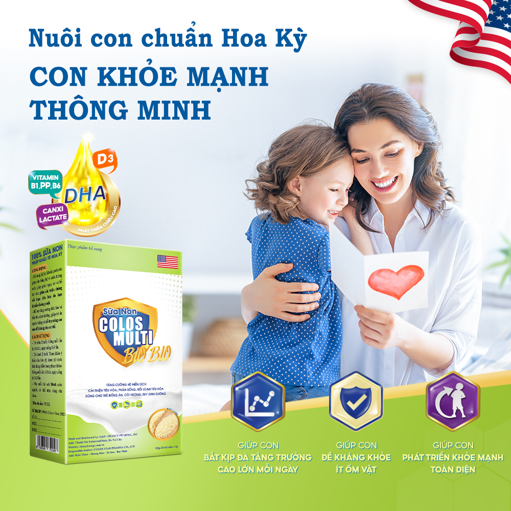 Sữa non Colosmulti BioBio giúp tăng cường miễn dịch, cải thiện tiêu hóa hộp 20 gói x 3g