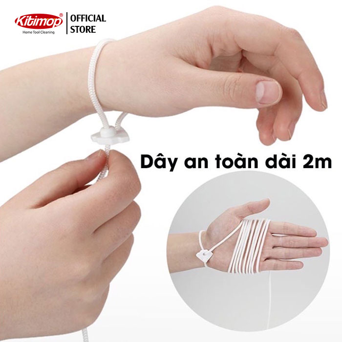 Dụng cụ lau kính 2 mặt Kitimop miếng nam châm hút mạnh, lau 1 lần sạch 2 mặt kính, dây an toàn dài 2m, tặng 1 bộ sơ cua