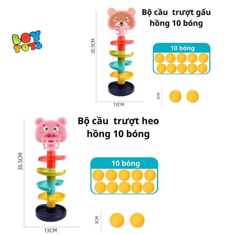 Đồ chơi vận động bóng rổ cầu trượt, cầu trượt thả bóng xoay vòng, tháp bóng lăn nhiều màu sắc thú vị cho bé