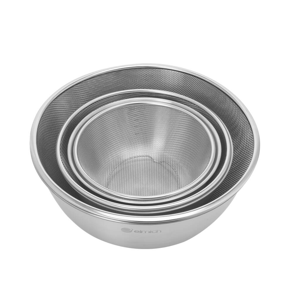 Bộ Tô Kèm Rổ Inox Elmich EL0013, Hàng Chính Hãng, Size 19,22,28cm, Thép Không Gỉ, 2 Lớp - JoyMall