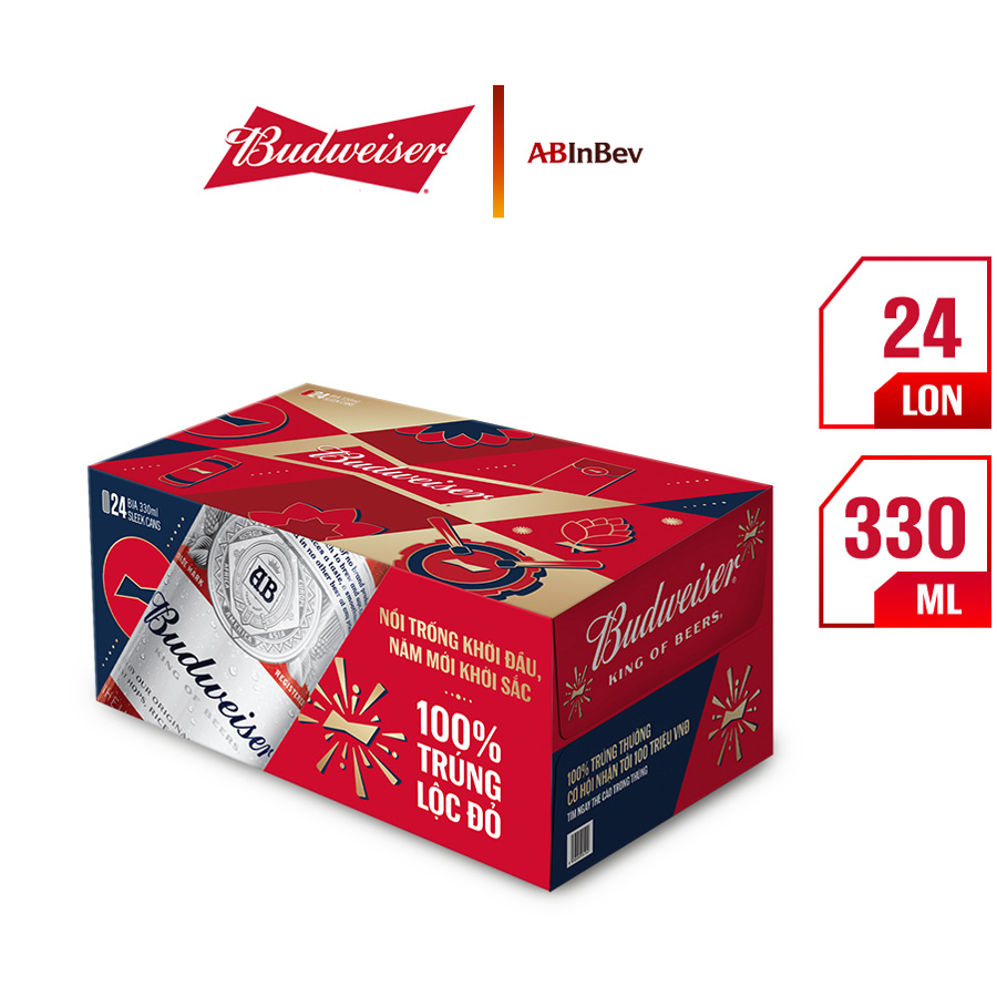 Thùng 24 Lon Bia Budweiser Chính Hãng - Phiên Bản giới hạn