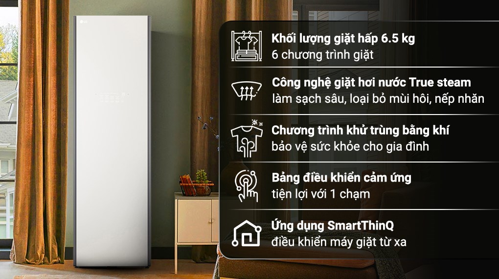 Tủ chăm sóc quần áo thông minh LG Styler Inverter 5 móc S5BOC - Hàng Chính Hãng