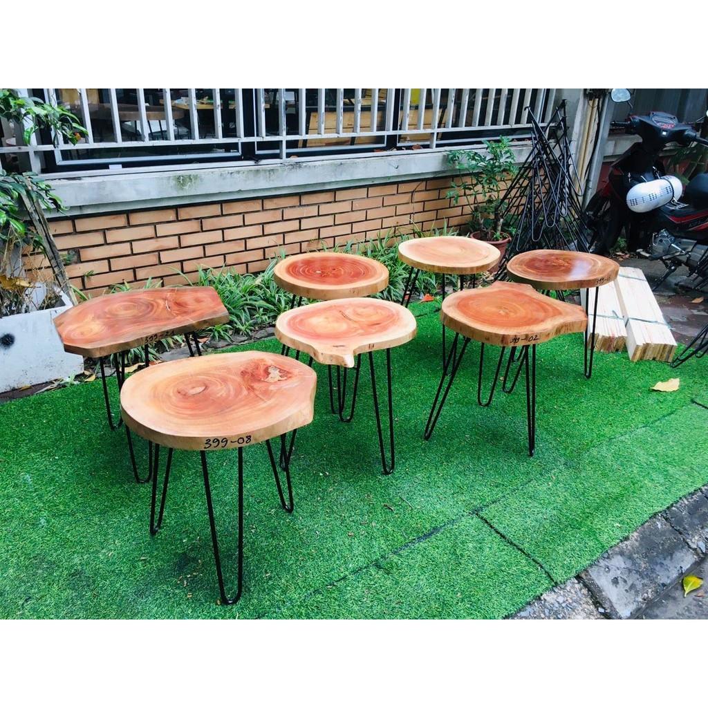 Bàn trà sữa trà chanh gỗ xà cừ chân hairpin cao 40 - 2 thanh | bàn trà chanh vỉa hè| bàn cafe