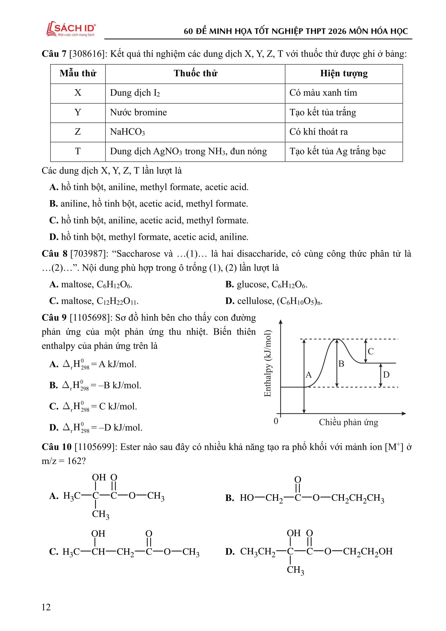 Sách - 60 Đề Minh Họa Tốt Nghiệp THPT 2026 - Môn Hóa Học