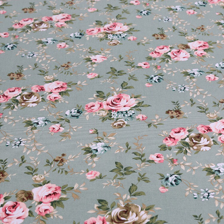 Khăn trải bàn vải bố - Hoa xanh vintage - mẫu K04