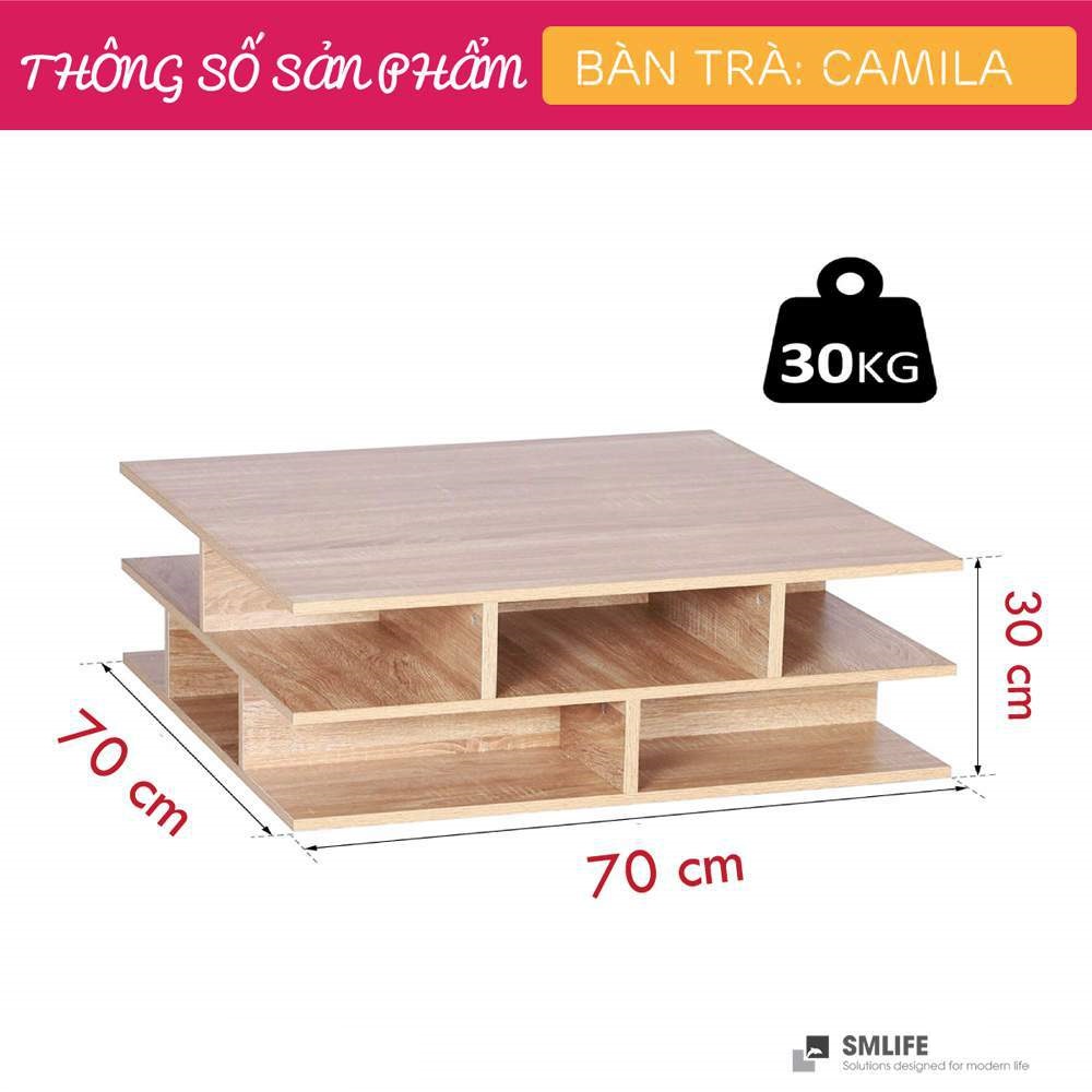 Bàn trà gỗ hiện đại SMLIFE Camila | Gỗ MDF dày 17mm chống ẩm | D70xR70xC30cm