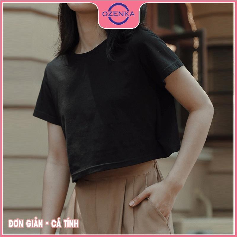 Áo croptop cộc tay lưng đắp chéo, áo crt hở lưng 2 lớp chất thun gân 100% cotton đen trắng size dưới 50kg