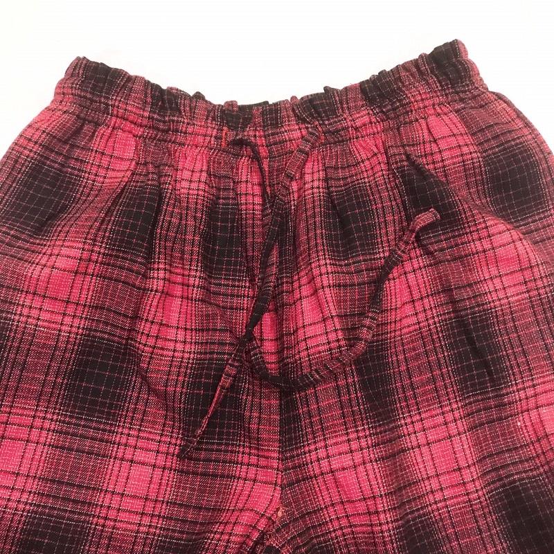 Quần pyjama nữ vải cotton suông rộng họa tiết kẻ caro đỏ đen