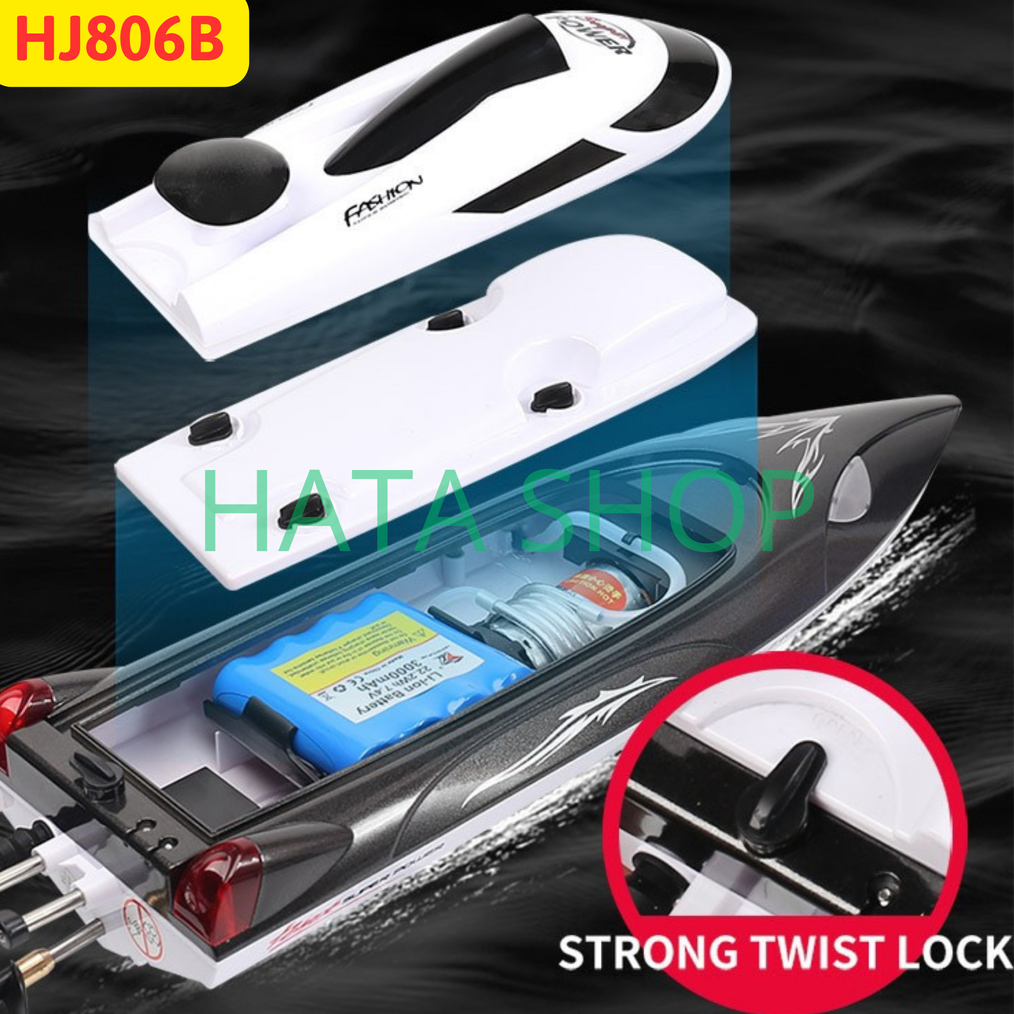 Tàu Cano Điều Khiển Từ Xa HJ806B Pin Dung Lượng Lớn 3000mAh 35km/h Bản Nâng Cấp HJ806 Tốc Độ Cao