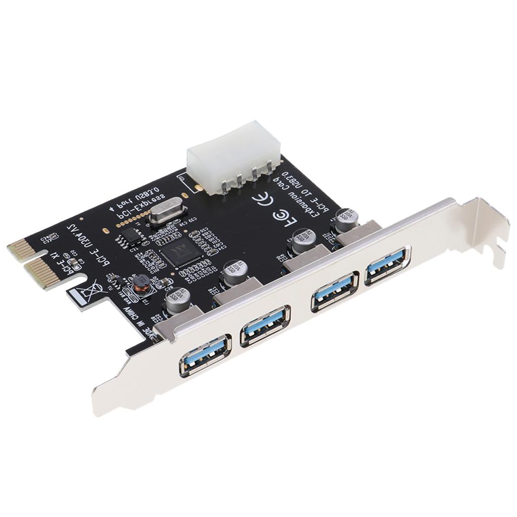 PCI-E USB 3.0 Hub Adapter Expansion Card 4 USB Port W/4PIN Power Supply Port