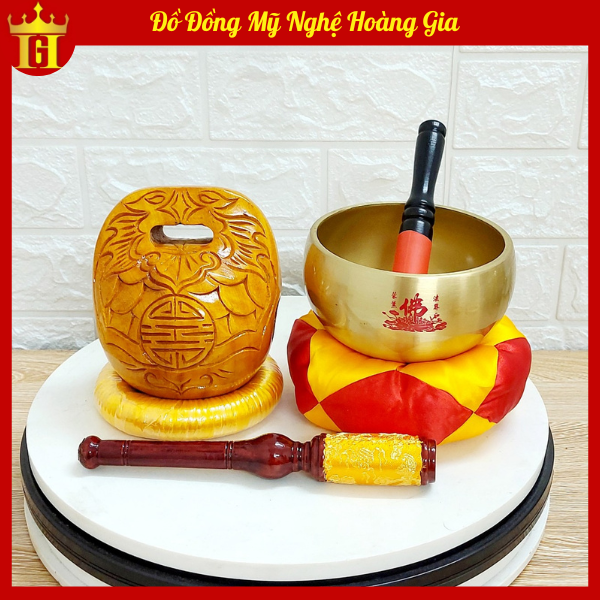 Bộ chuông mõ gia trì, chuông mõ tụng kinh cao cấp 5inch