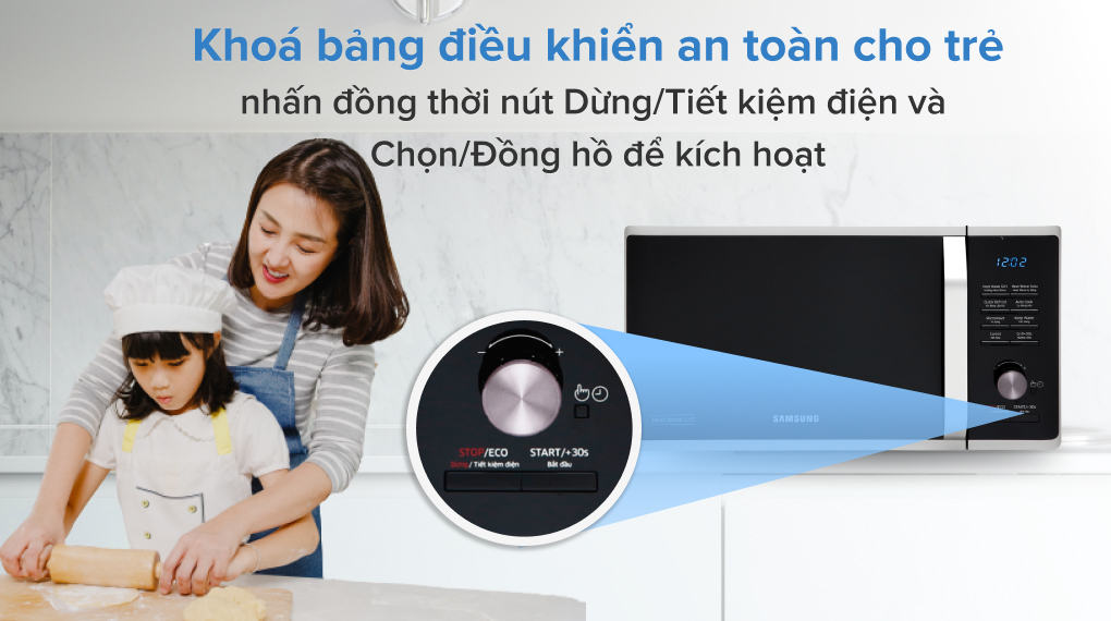 Lò vi sóng Samsung tráng men Dòng nướng MG23K3575AS - Hàng chính hãng