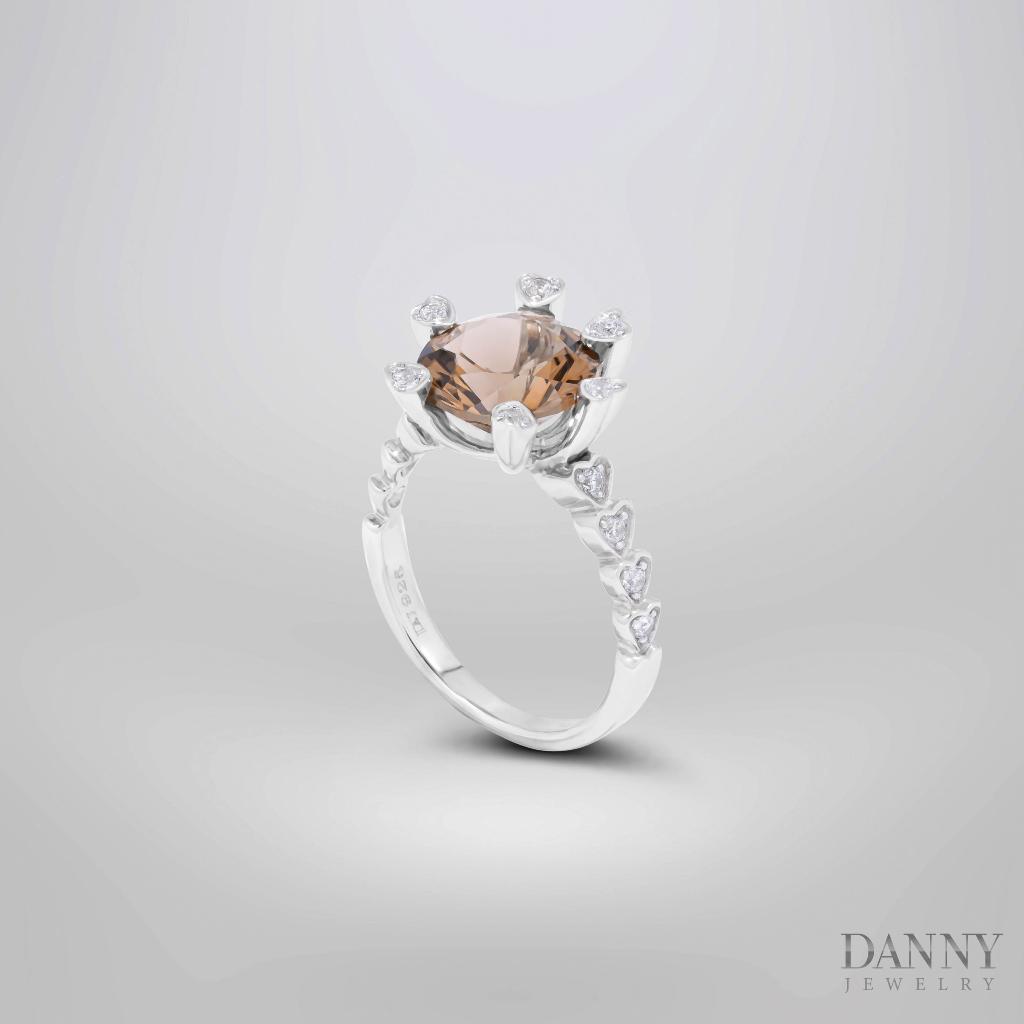 Nhẫn Nữ Danny Jewelry Bạc 925 Xi Rhodium/Vàng 18k Đính Đá Amethyst/Lemon Quartz/Smoky Quartz N0016LE/SM/AM