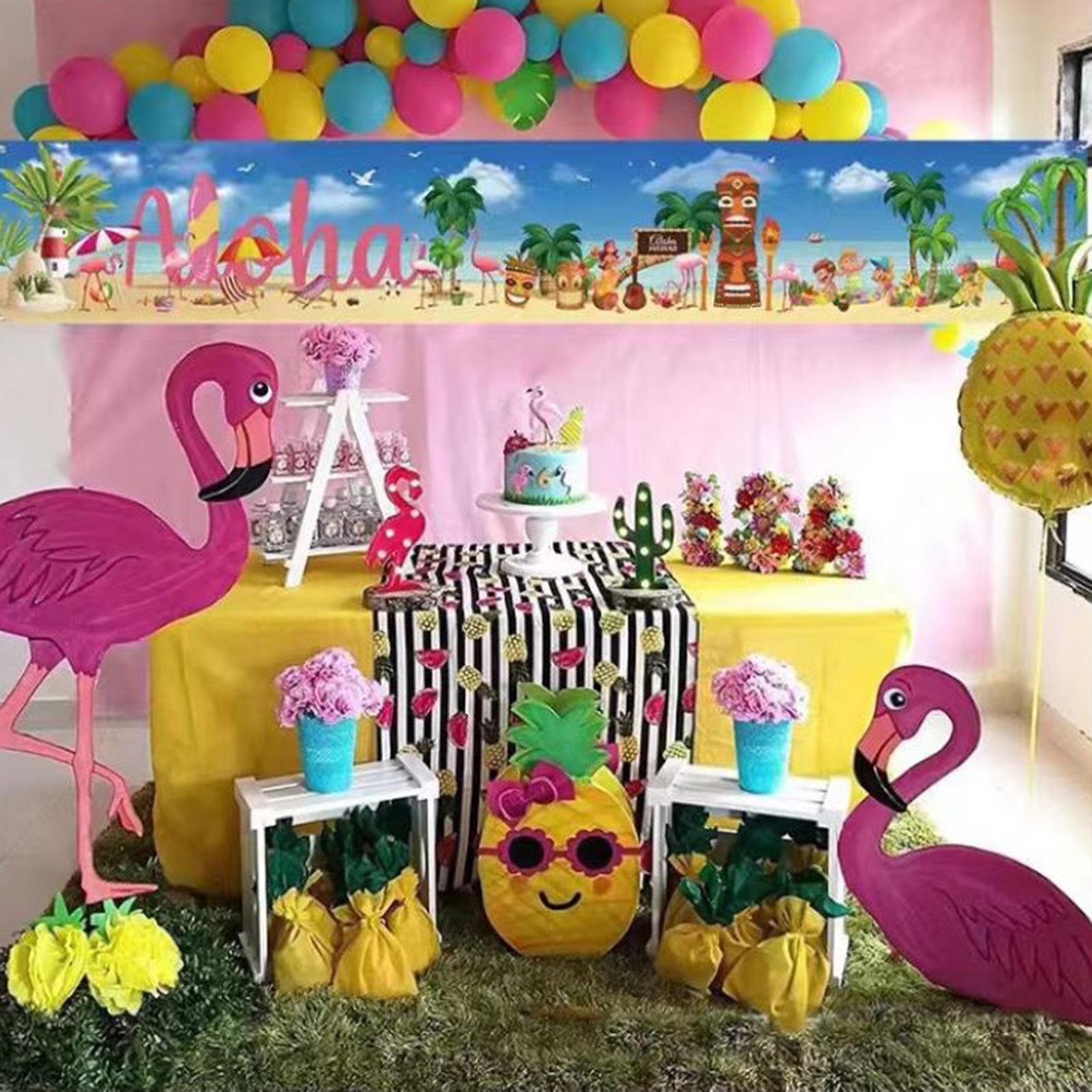 Luau Party Decoration, Beach Aloha Backdrop Banner, Hawaiian Theme Birthday Party Supplies, Summer Flamingo Baby Shower Decoration