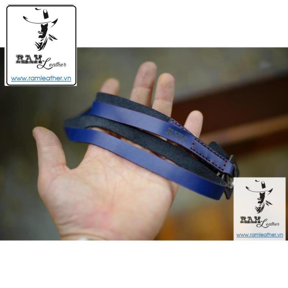 DÂY MÁY ẢNH DA BÒ THẬT MÀUXANH NAVY - RAM A2 NAVY