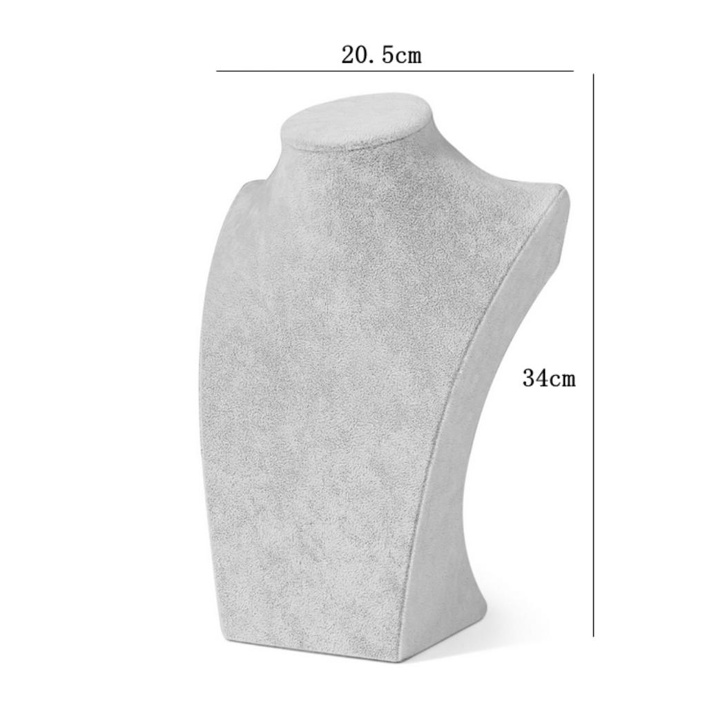 Set of 2 Velvet 3-Dimensional Necklace Jewelry Display Bust Stand Pendant Holder