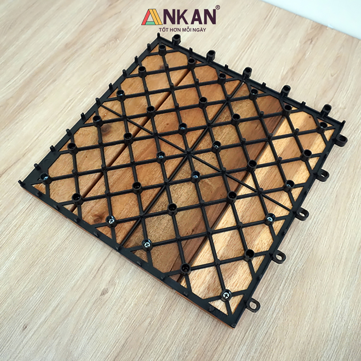 Vỉ Gỗ Lót Sàn Ban Công Cao Cấp 4 Nan – Chống Thấm, Bền Bỉ, Màu Vàng Sang Trọng