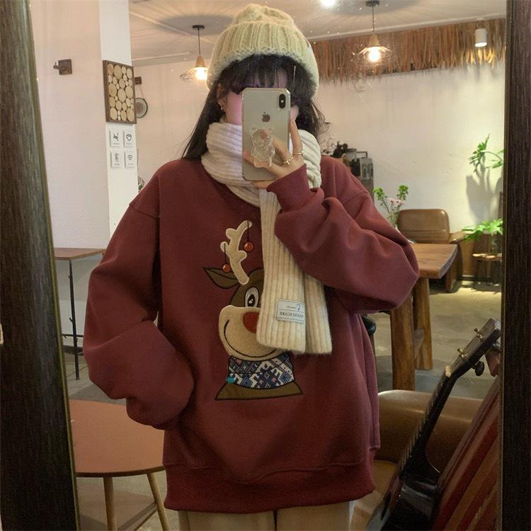 Áo Sweater Nỉ Noel Hình In Tuần Lộc