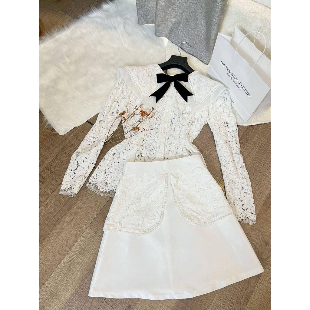 Set áo ren cổ Ulzzang &amp; chân váy A
