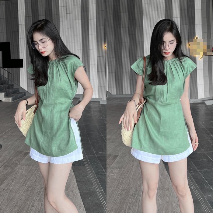 ĐẦM SET ÁO XANH MINT PASTEL + QUẦN NGẮN LƯNG CAO GIẢ VÁY CHỮ A SHORT ĐI TIỆC ĐI CHƠI NOEL DẠO PHỐ GIÁNG SINH ĐI BIỂN