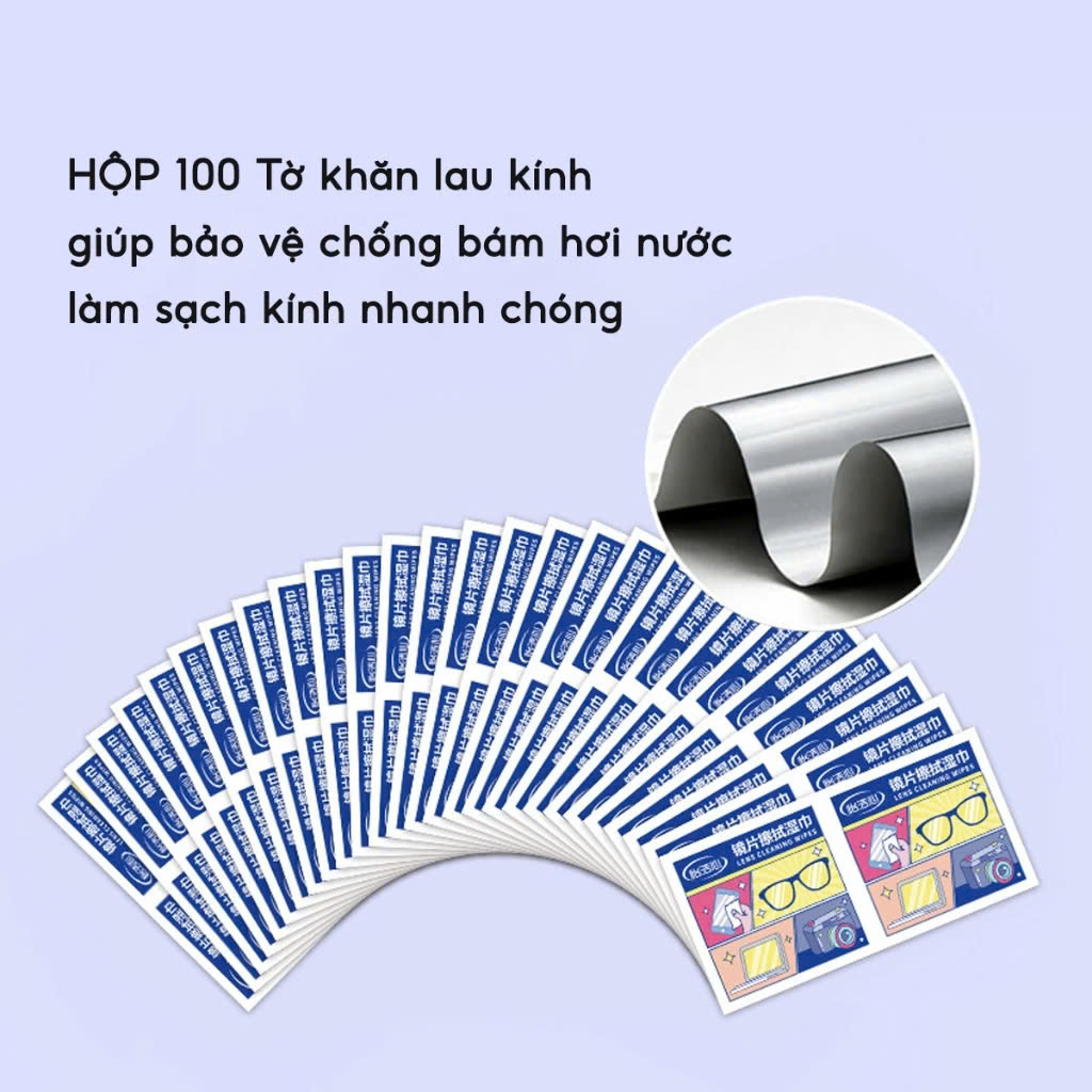 Khăn Lau Kính Nano Hộp 100 Miếng Khăn Giấy Chống Bám Hơi Nước, Chống Mờ Sương, Mồ Hôi, Chống Nhờn - Hàng Loại 1