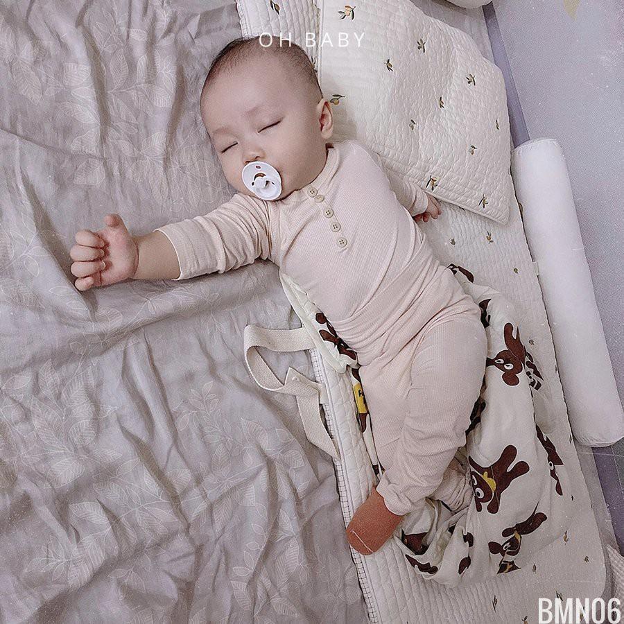 Bộ Dài Tay Minky Thun Tăm Cho bé Trai, Bé Gái