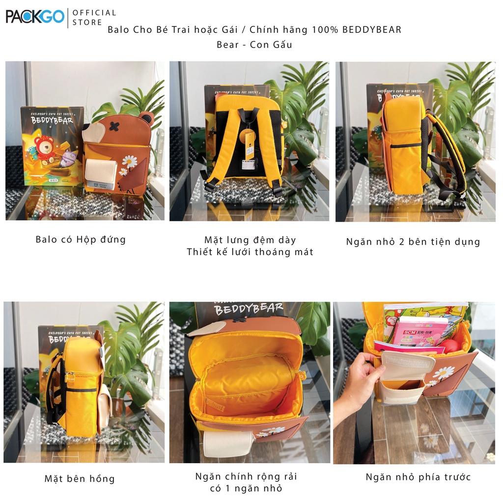 Balo Beddy Bear cho Bé học Mẫu giáo Từ 05 tuổi trở lên Cute Bag 2.0 họa tiết Gấu Nâu - Thiết kế chống gù lưng - Bảo hành chính hãng 2 năm