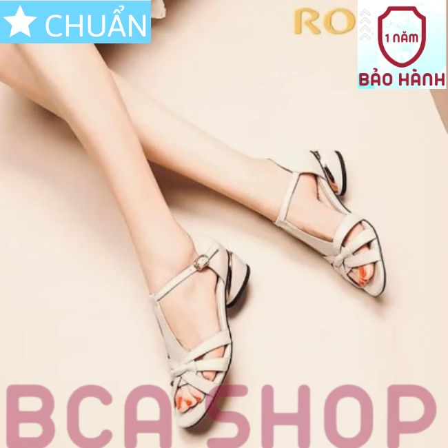 Giày đế thấp hở mũi 2p RO392 ROSATA đế vuông, quai cài sau ôm cổ chân - màu trắng kem