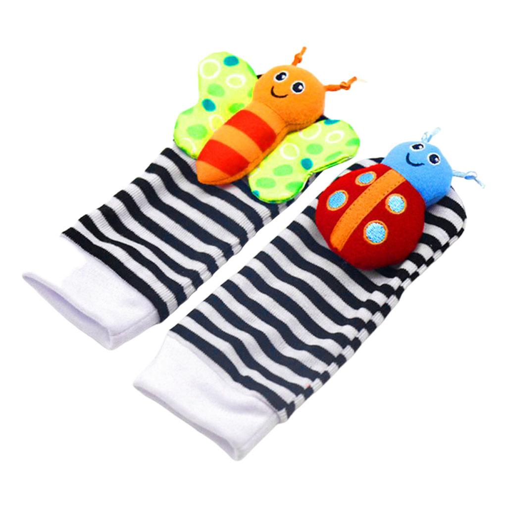 Soft Baby Toys Rattles Foot Finders Wrist Rattle Cute Animal