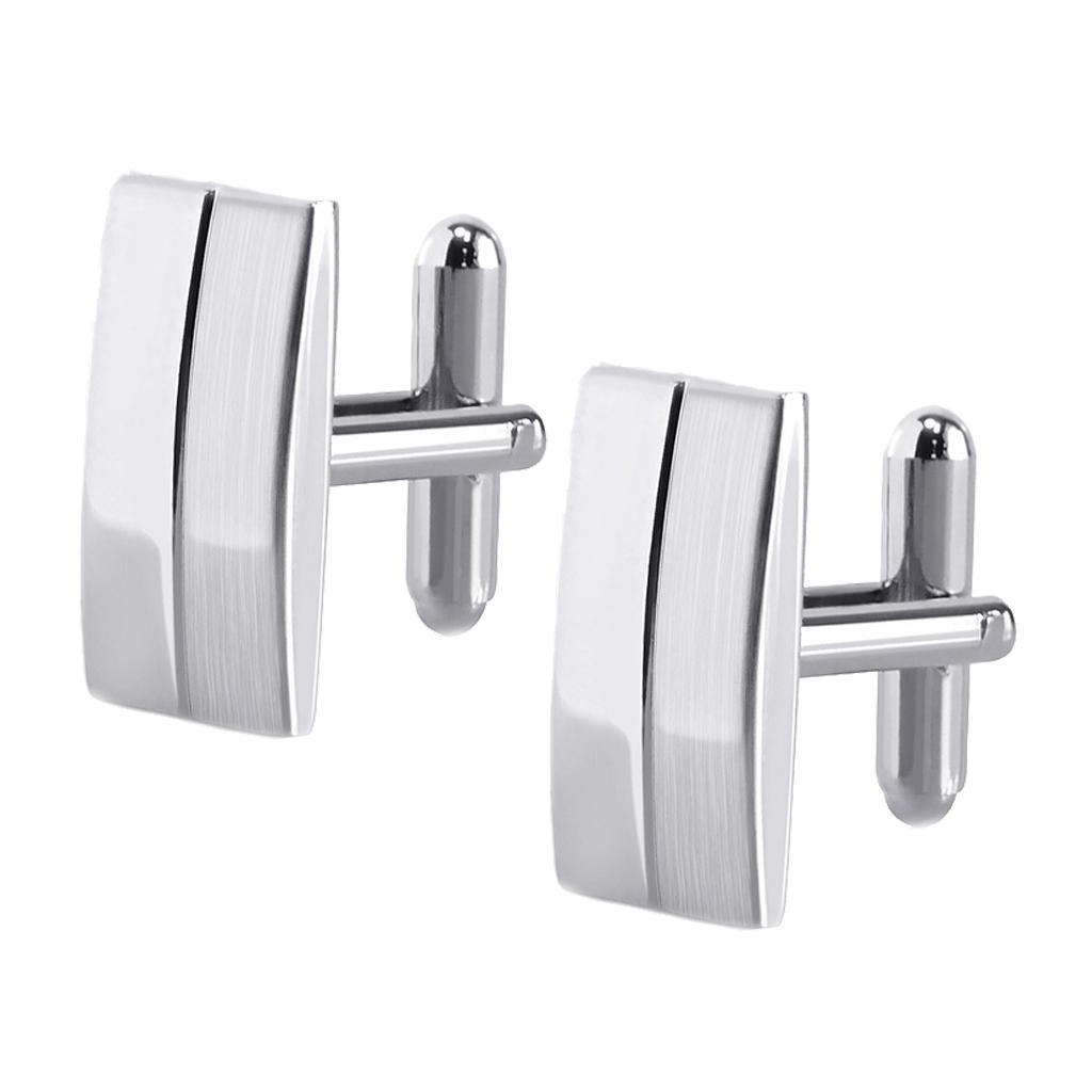 2-6pack Rectangle Brass Brushed Silver Cufflink Mens Formal Business Wedding