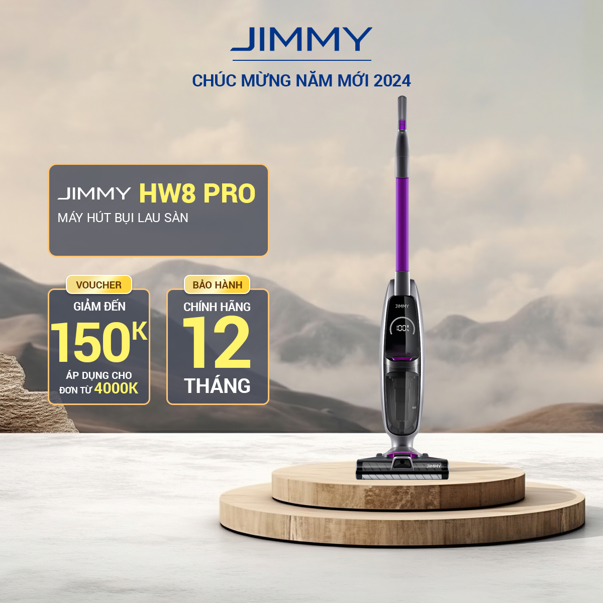 Máy Hút Bụi Lau Sàn Cầm Tay JIMMY HW8 Pro Lực Hút Mạnh Thời Lượng Hoạt Động Đến 70 Phút - Hàng Chính Hãng - Bảo Hành 12 Tháng