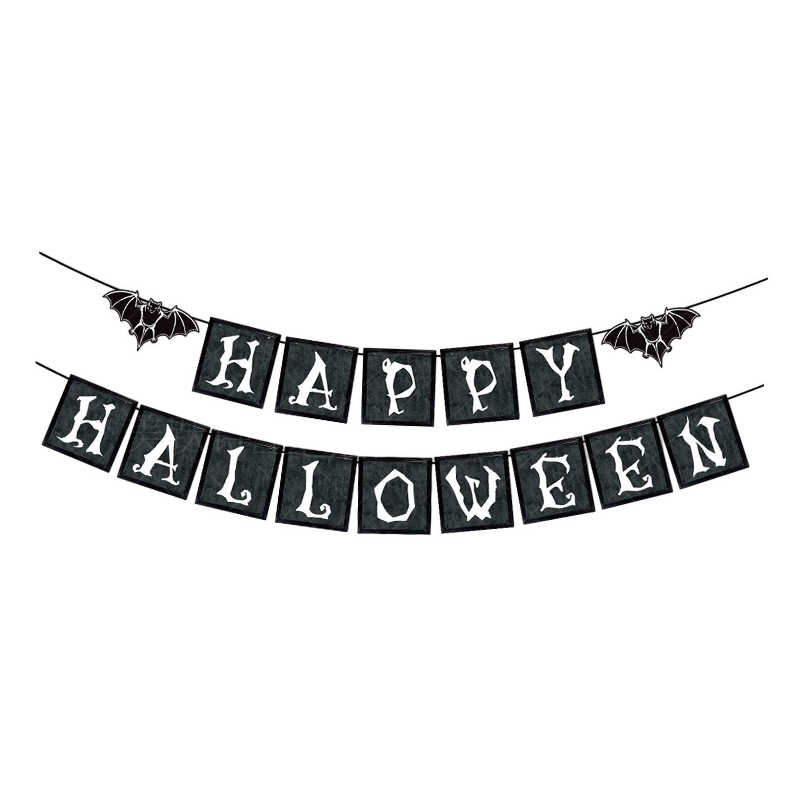 Halloween Banner Halloween Decoration Fireplace Wall Halloween Pull Flag Halloween Garland Supplies for Yard Garden Horror Movie Theme Party