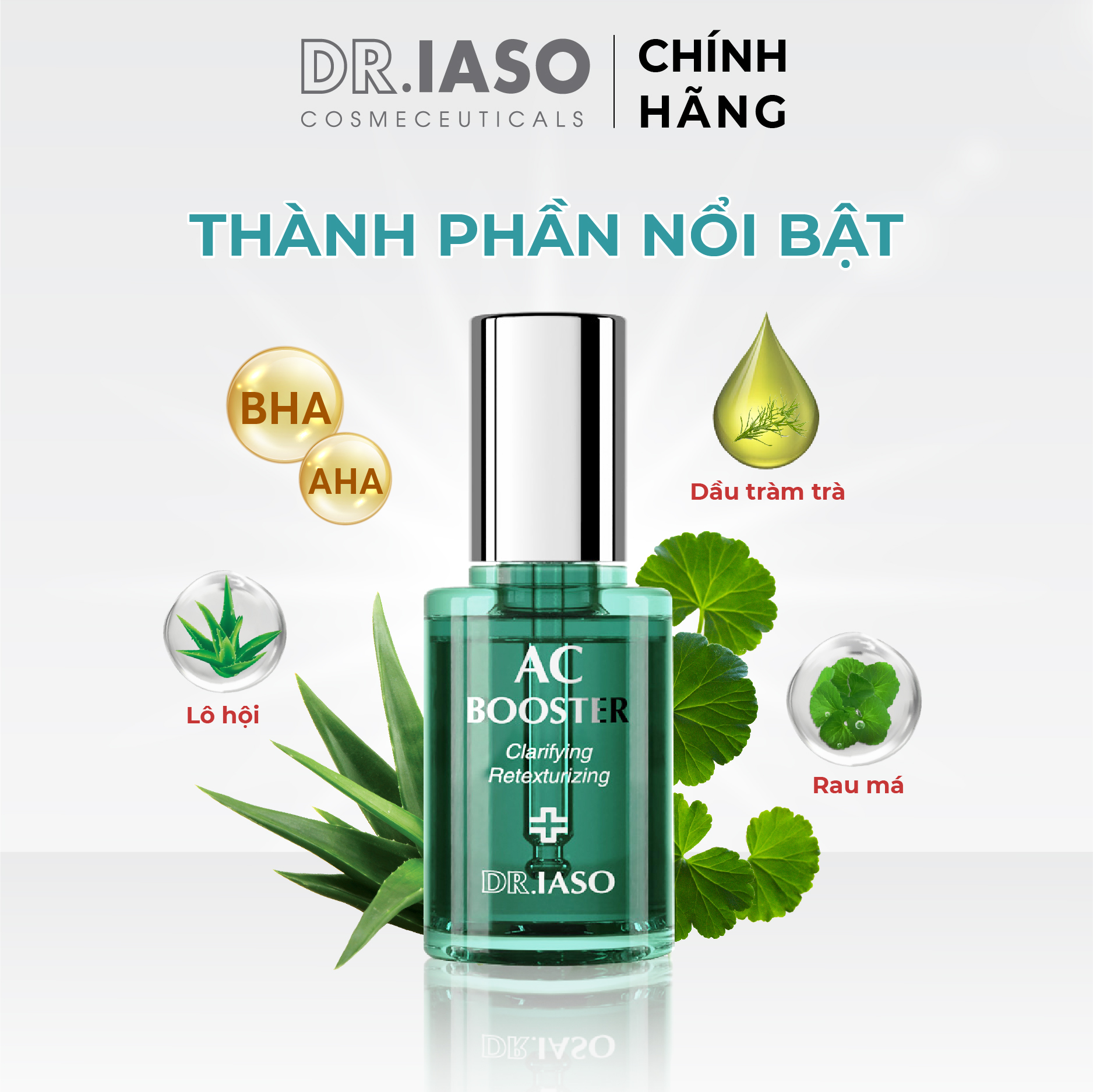 Combo 2 Tinh chất giúp kiểm soát dầu và giảm mụn Dr IASO Ac Booster 30ml - D41