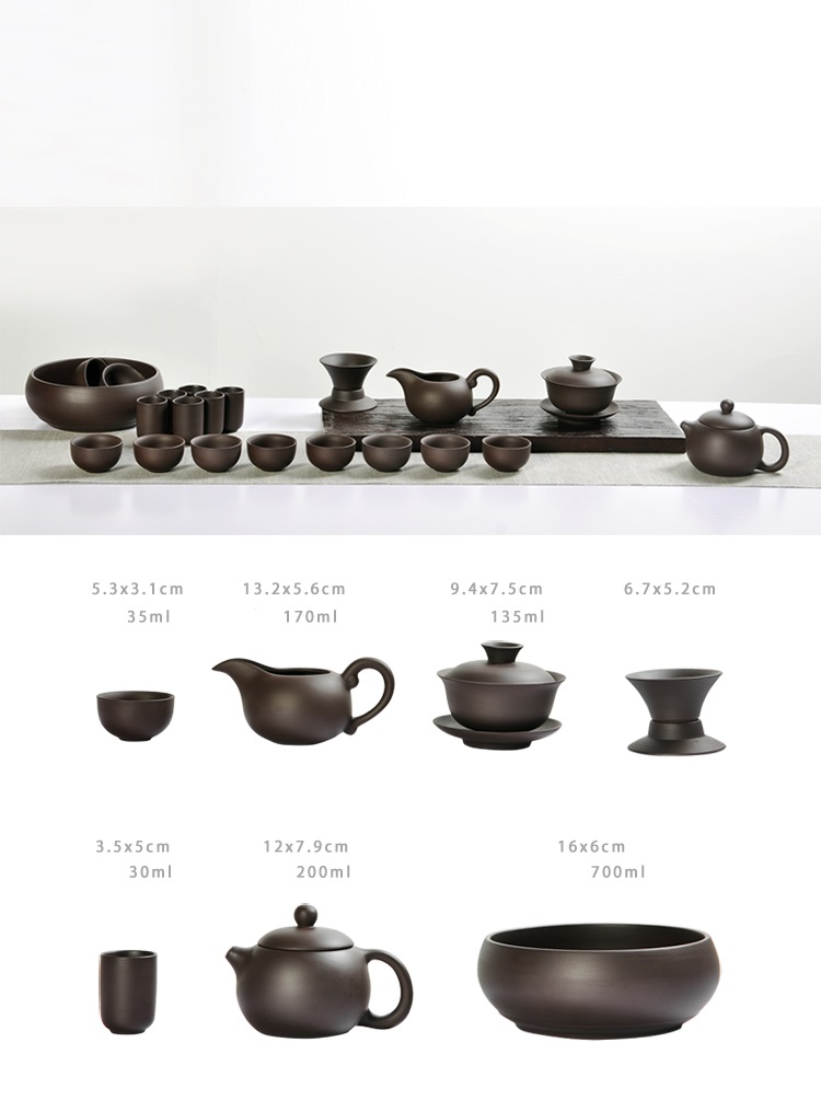 Bộ ấm trà từ sa đen tuyền 21 món - Nghệ thuật trà đạo SKU-IME101